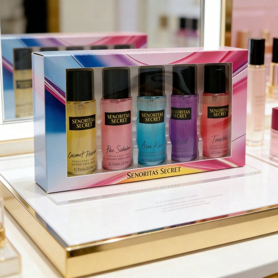 Passion Fragrance Perfume - 5-in-1 Damen-Parfüm-Geschenkset, Kokosnuss-Leidenschaft/Aqua Kiss/Liebesverführung Duftnebel